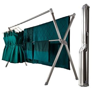 iellevie foldable double rods stainless steel expandable clothes drying rack 55 to 95 inch