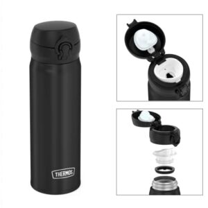 THERMOS 4035.232.050 Ultralight Thermos Flask, Black, 500 ml, Extremely Lightweight, 210 g, Drinking Bottle, Dishwasher Safe, Thermos Flask Keeps Hot for 10 Hours, Cold for 20 Hours, BPA-Free