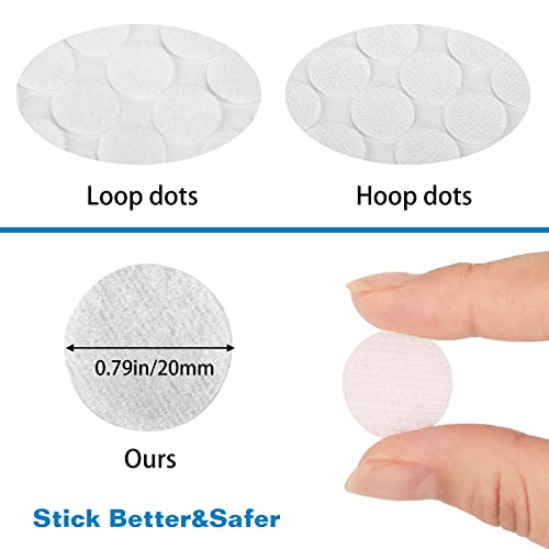 WXBOOM Self Adhesive Dots 1400pcs (700 Pairs) 0.79" Diameter White Hook & Loop Dots Sticky Back Coins 20mm for School Classroom Office Home