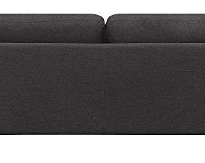 Elle Decor Alix Upholstered Living Room Sofa, Tufted Fabric Couch, Mid-Century Walnut Tapered Footers, 78" Sofa, Charcoal