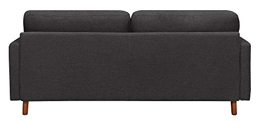 Elle Decor Alix Upholstered Living Room Sofa, Tufted Fabric Couch, Mid-Century Walnut Tapered Footers, 78" Sofa, Charcoal