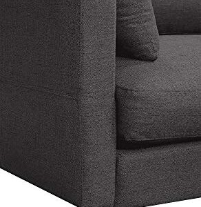 Elle Decor Alix Upholstered Living Room Sofa, Tufted Fabric Couch, Mid-Century Walnut Tapered Footers, 78" Sofa, Charcoal