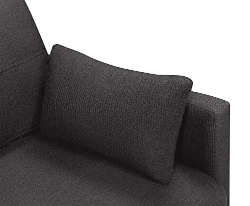 Elle Decor Alix Upholstered Living Room Sofa, Tufted Fabric Couch, Mid-Century Walnut Tapered Footers, 78" Sofa, Charcoal