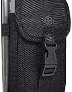 AH Military Grade Cell Phone Carrier Holster Men Cell Phone Belt Holder, for iPhone Holster T Mobile REVVL V, REVVL 6 iPhone 13 Pro Max, 14 Max S20 Plus Nylon Holster Fits Cell Phone w/ Otterbox