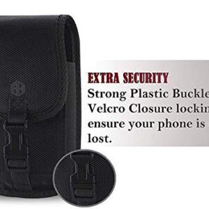 AH Military Grade Cell Phone Carrier Holster Men Cell Phone Belt Holder, for iPhone Holster T Mobile REVVL V, REVVL 6 iPhone 13 Pro Max, 14 Max S20 Plus Nylon Holster Fits Cell Phone w/ Otterbox