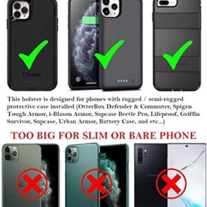 AH Military Grade Cell Phone Carrier Holster Men Cell Phone Belt Holder, for iPhone Holster T Mobile REVVL V, REVVL 6 iPhone 13 Pro Max, 14 Max S20 Plus Nylon Holster Fits Cell Phone w/ Otterbox