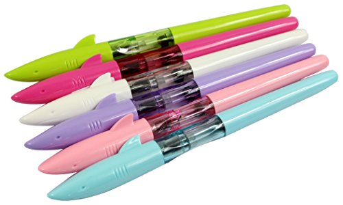 Gullor Jinhao Fountain Pen Shark Design, Fine Nib, 6 Candy Colors, 6PCS
