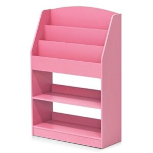 furinno 5-tier kidkanac magazine/bookshelf with toy storage, pink