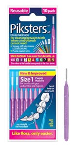 piksters interdental brushes, size 1, purple handle
