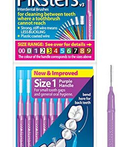 Piksters Interdental Brushes, Size 1, Purple Handle