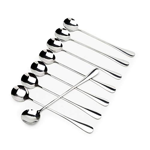 Long-handled ice tea spoon, cocktail stir spoons, stainless steel coffee spoons, ice cream scoop Set of 8