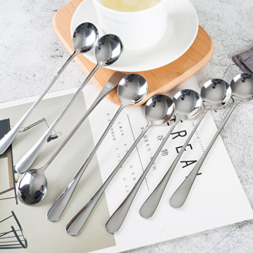 Long-handled ice tea spoon, cocktail stir spoons, stainless steel coffee spoons, ice cream scoop Set of 8