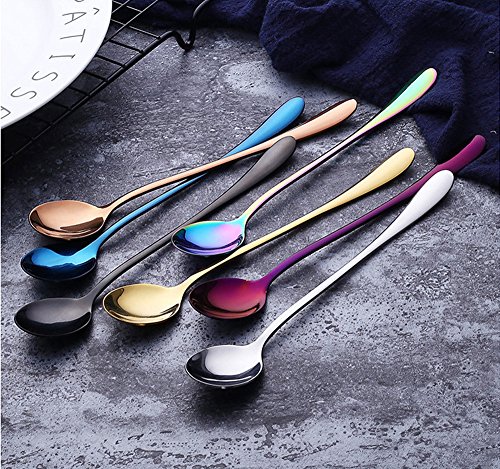 Long-handled ice tea spoon, cocktail stir spoons, stainless steel coffee spoons, ice cream scoop Set of 8