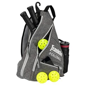 franklin sports pickleball bag - men's and women's pickleball backpack - adjustable sling bag - official bag of u.s open pickleball championships - gray/gray