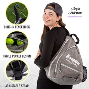 Franklin Sports Pickleball Bag - Men's and Women's Pickleball Backpack - Adjustable Sling Bag - Official Bag of U.S Open Pickleball Championships - Gray/Gray