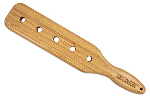 BamPaddle Bamboo Paddle - 1/2" Thick Wooden Rug Paddle with Airflow Holes, Light Weight and Super Durable with Attitude. Beautiful Smooth Finish & Chamfered Holes