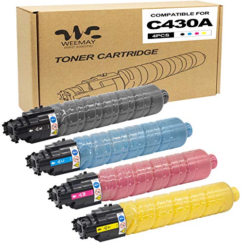 Weemay Compatible SP C430A C440DN Toner Cartridge Replacement for Ricoh 821105 821106 821107 821108 for Ricoh Aficio SP C430A C440DN C430DN C431DNHT C431DNHW (Black, Cyan, Magenta, Yellow, 4 Pack)