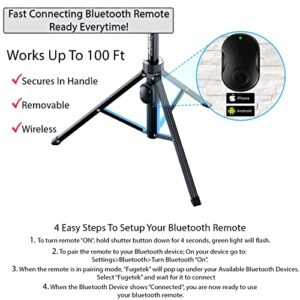 Fugetek 51" Professional Selfie Stick Tripod, 100% All Aluminum Stick & Legs, Lightweight, Detachable Bluetooth Remote, Portable All in One, Compatible with iPhone & Android, Non Skid Feet, Black