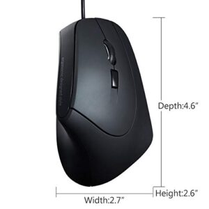 SANWA Wired Ergonomic Mouse, Optical Vertical Computer Mice, Reduce Wrist Strain, (1000/1600 Adjustable DPI, 6 Buttons) Compatible with MacBook, Laptop, Desktop, Windows, Mac OS for Office & Gaming