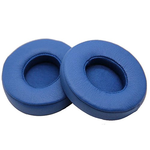 JahyShow Professional Ear Pads Cushions Replacement, Protein Leather/Memory Foam Ear Cushion Pads Cover Ear Cups for Beats Solo 2/2.0 Wired On-Ear Headphones (Blue)