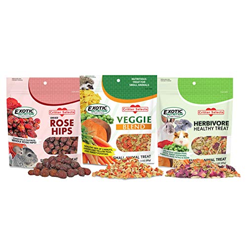 Exotic Nutrition Herbivore Treats (3 Pack) - for Guinea Pigs, Rabbits, Hamsters, Gerbils & More