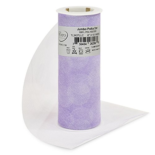 Expo International Premium Jumbo Polka Dot Spool of 6" X 10 Yards | Lilac Tulle