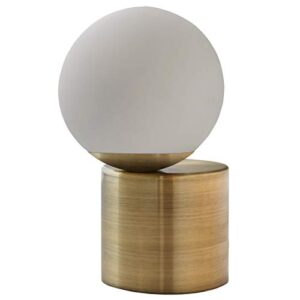 amazon brand – rivet modern glass globe living room table desk lamp with led light bulb - 7 x 10 inches, brass finish