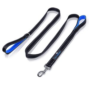 heavy duty dog leash - 2 handles - padded traffic handle for extra control, 7ft long - perfect leashes for medium to large dogs