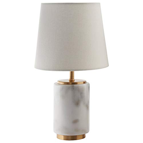 Amazon Brand - Rivet Mid Century Modern Marble and Brass Table Decor Lamp With LED Light Bulb, 14 Inches, White