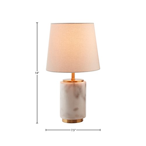 Amazon Brand - Rivet Mid Century Modern Marble and Brass Table Decor Lamp With LED Light Bulb, 14 Inches, White