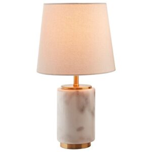 Amazon Brand - Rivet Mid Century Modern Marble and Brass Table Decor Lamp With LED Light Bulb, 14 Inches, White