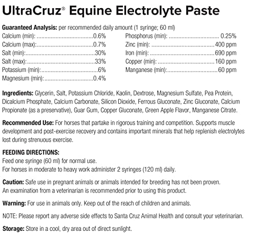 UltraCruz sc-516041 Equine Electrolyte Supplement for Horses, 60 ml, Paste