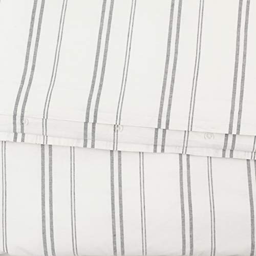 Rivet Maxwell Stripe Garment Washed Linen/Cotton Duvet Set - Gray Stripe - Full/Queen