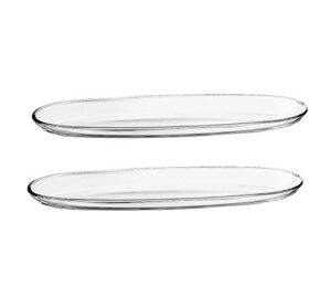 barski - european glass - oval - serving tray - platter - 11" long, 3.75" wide - set of 2 - made in europe