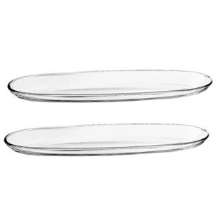 Barski - European Glass - Oval - Serving Tray - Platter - 11" Long, 3.75" Wide - Set of 2 - Made in Europe