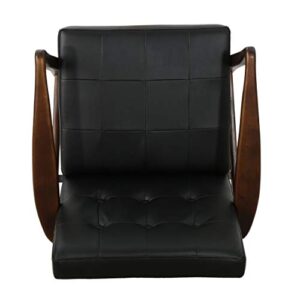 GDF Studio Conrad Mid Century Modern Arm Chair in Black Faux Leather