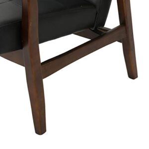 GDF Studio Conrad Mid Century Modern Arm Chair in Black Faux Leather