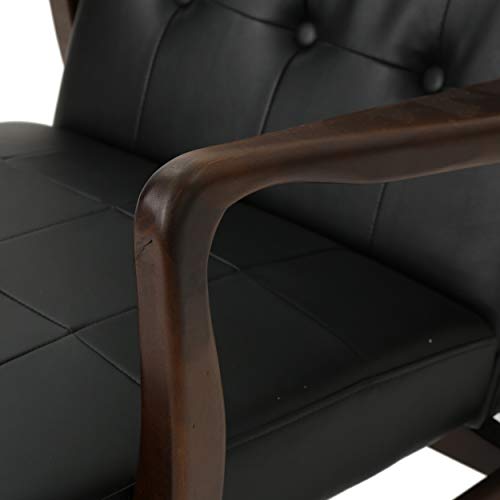 GDF Studio Conrad Mid Century Modern Arm Chair in Black Faux Leather