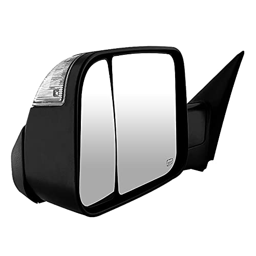 AKKON - For 2009-2012 Dodge Ram Pickup Amber Extendable Towing Power Heated Function Side Mirrors Driver Left Side