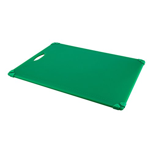 18" x 24" Green Durable Plastic Cutting Board - Rubber Corner Grips Prevent Slipping - Color-Coded for HACCP Food Safety Compliance - Measurement Markers for Precise Cutting - Dishwasher Safe - 1-CT