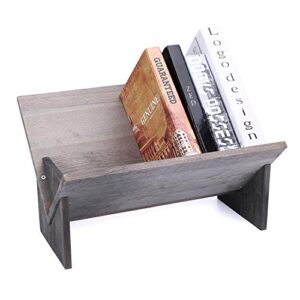 mygift rustic barnwood gray wood tilted bookcase, desktop decorative storage organizer display bookshelf