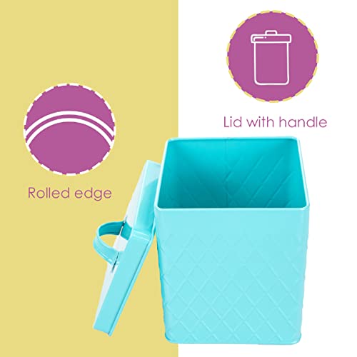 Home Basics CS47382 Tin Container for Kitchen Tea, Coffee, Sugar, Cookies, Food, Flour, Baked Goods & Laundry Storage, Small Canister with Cover, Turquoise