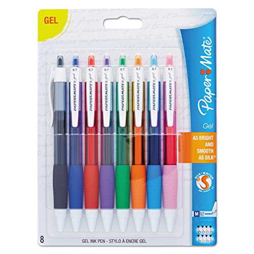 Paper Mate 1746323 Gel Retractable Pen.7mm Point, 8/PK, Assorted