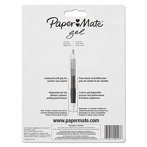 Paper Mate 1746323 Gel Retractable Pen.7mm Point, 8/PK, Assorted