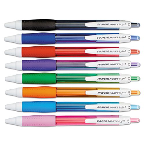 Paper Mate 1746323 Gel Retractable Pen.7mm Point, 8/PK, Assorted