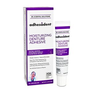 dr. b dental solutions, adhesadent moisturizing denture adhesive, ada seal of acceptance denture grip paste 2.4 oz