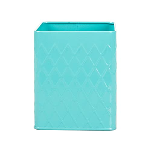 Home Basics Tin Kitchen Food Storage Organization Canister Collection (Utensil Holder, Turquoise)