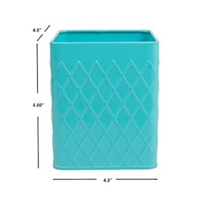 Home Basics Tin Kitchen Food Storage Organization Canister Collection (Utensil Holder, Turquoise)