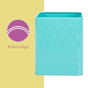 Home Basics Tin Kitchen Food Storage Organization Canister Collection (Utensil Holder, Turquoise)