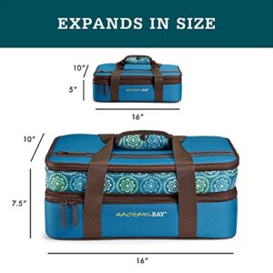 Rachael Ray Expandable Insulated Casserole Carrier with Dish Storage, Delivery Bag, Casserole for Hot or Cold Food